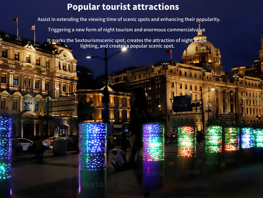 ZENTO Led Anti-Collision Stone Bollard Driveway Road Blocker Świetlna kula przeszkody kolumna strażnicza zewnętrzna z błyszczącym wzorem