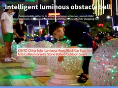 ZENTO China Solarne Świetliste Blokada Drogi Stop samochodowy Led Przeciwkolizji Granitowy Kamień Bollard Straż na zewnątrz